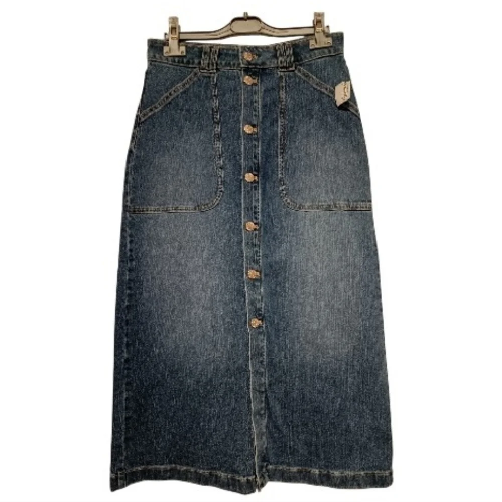 M(26)☘️Reitmans Denim Blue Midi Skirt with Button Detail - Picture 3 of 9